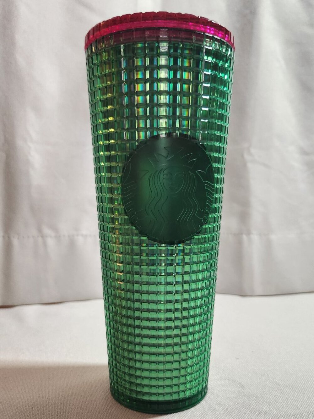 Starbucks 2023 Spring Release Watermelon Green Iridescent Grid Cold Cup Tumbler
